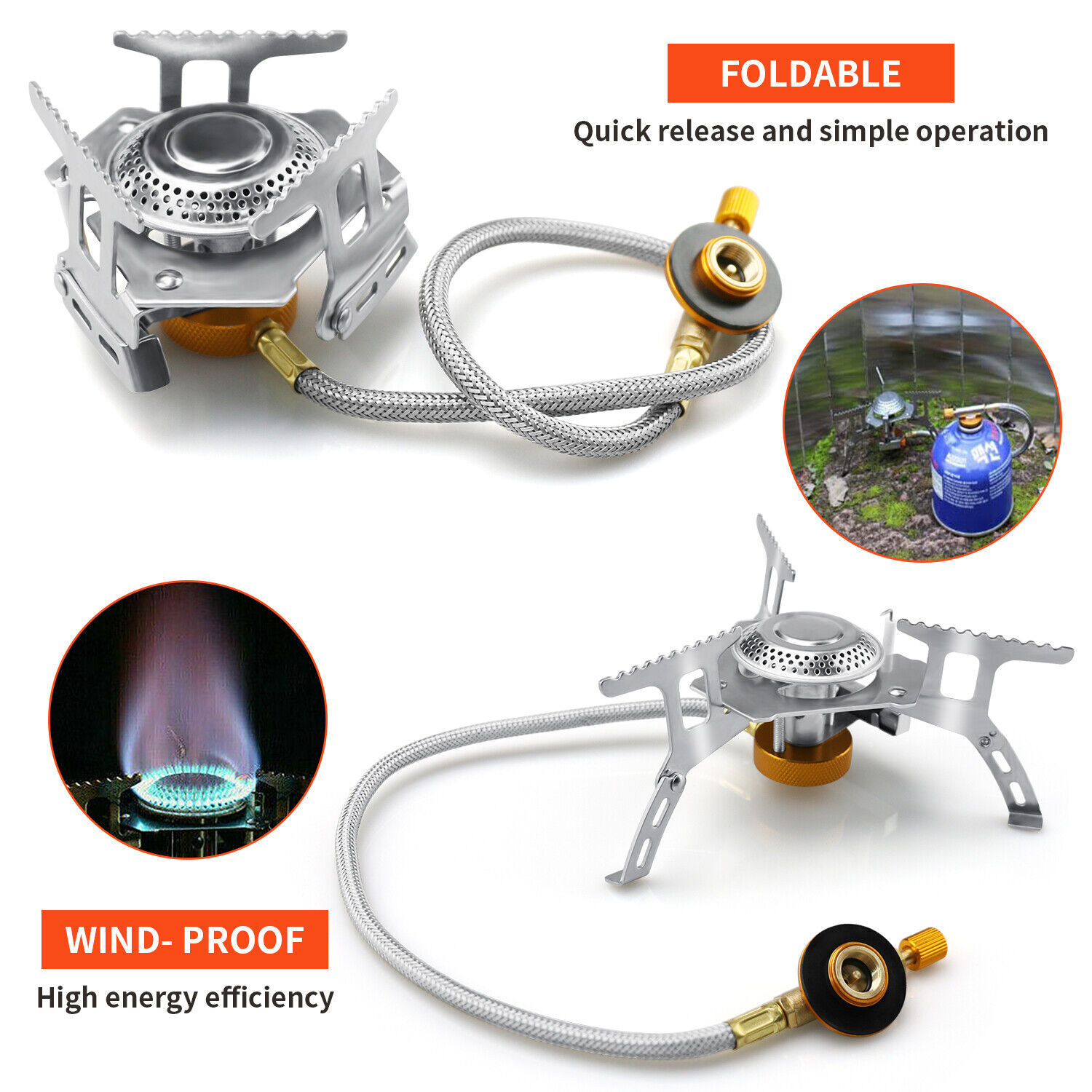 2Pack 3700W Portable Backpacking Camping Gas Stove W/ Piezo Ignition Burner Case