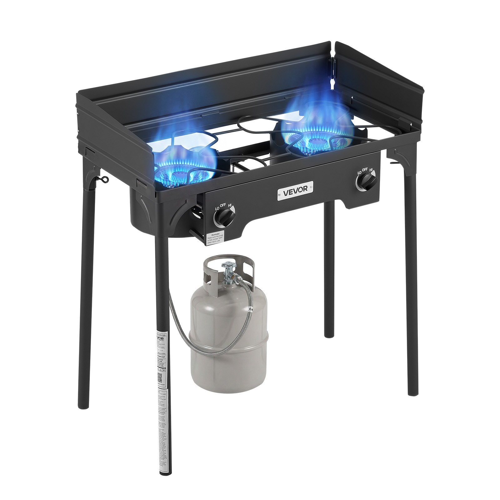 VEVOR 2 Burner Propane Gas Stove 150000 BTU Outdoor Camping Cooker with Shield