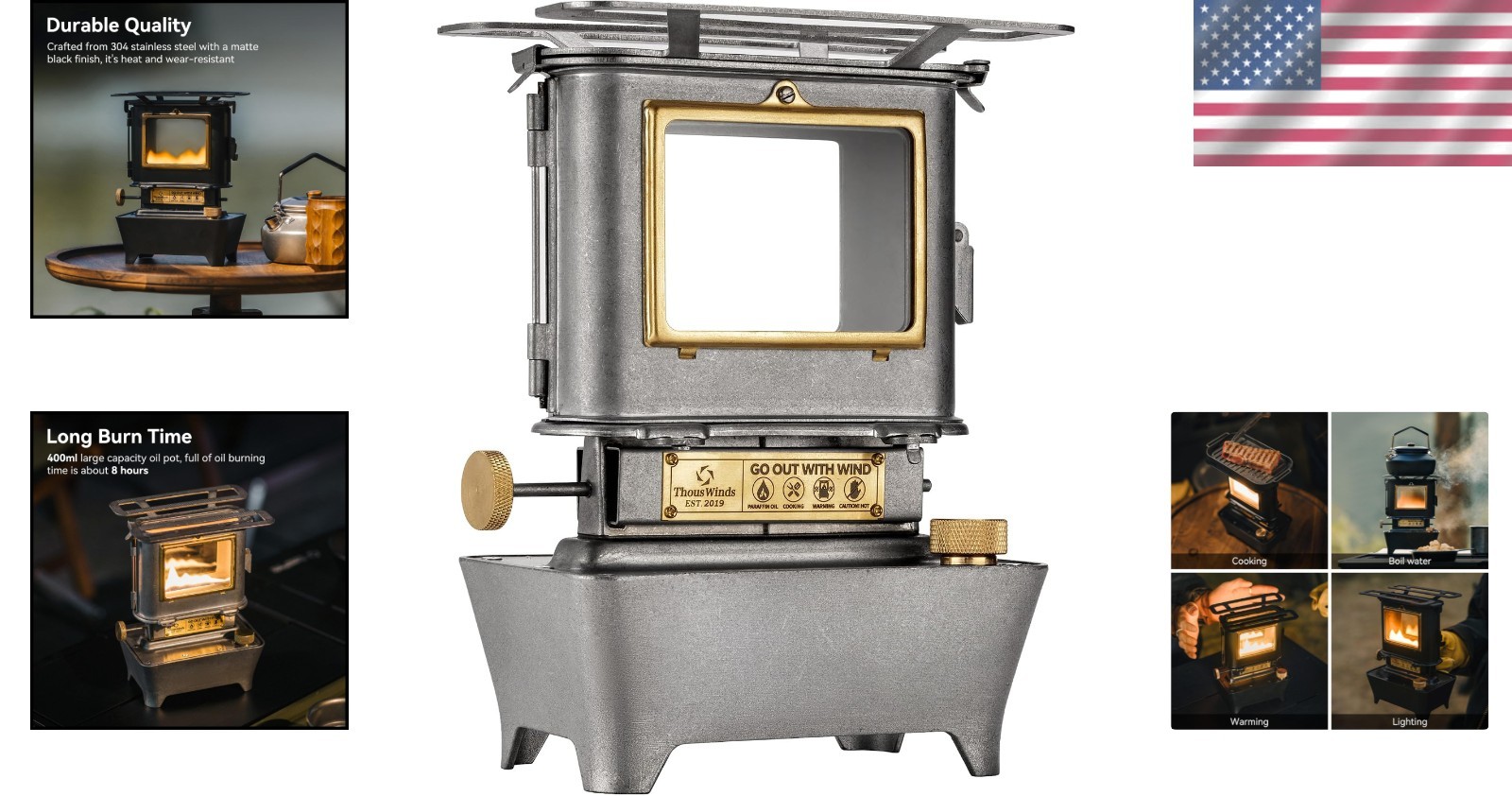 Stainless Steel Oil Lantern – Camping Lighting Solution