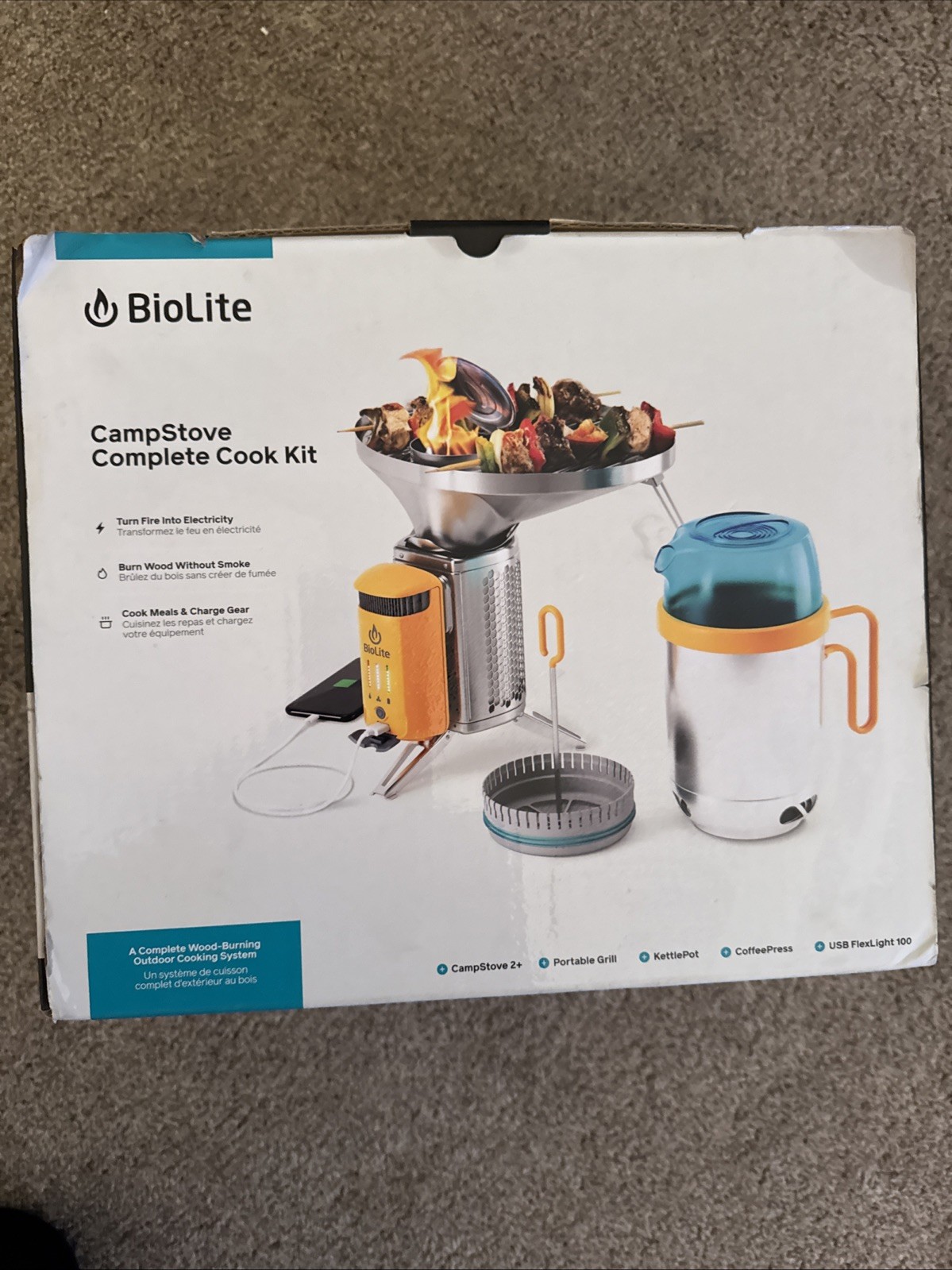 BioLite CampStove 2+ Wood Burning, Complete Cook Kit, Silver