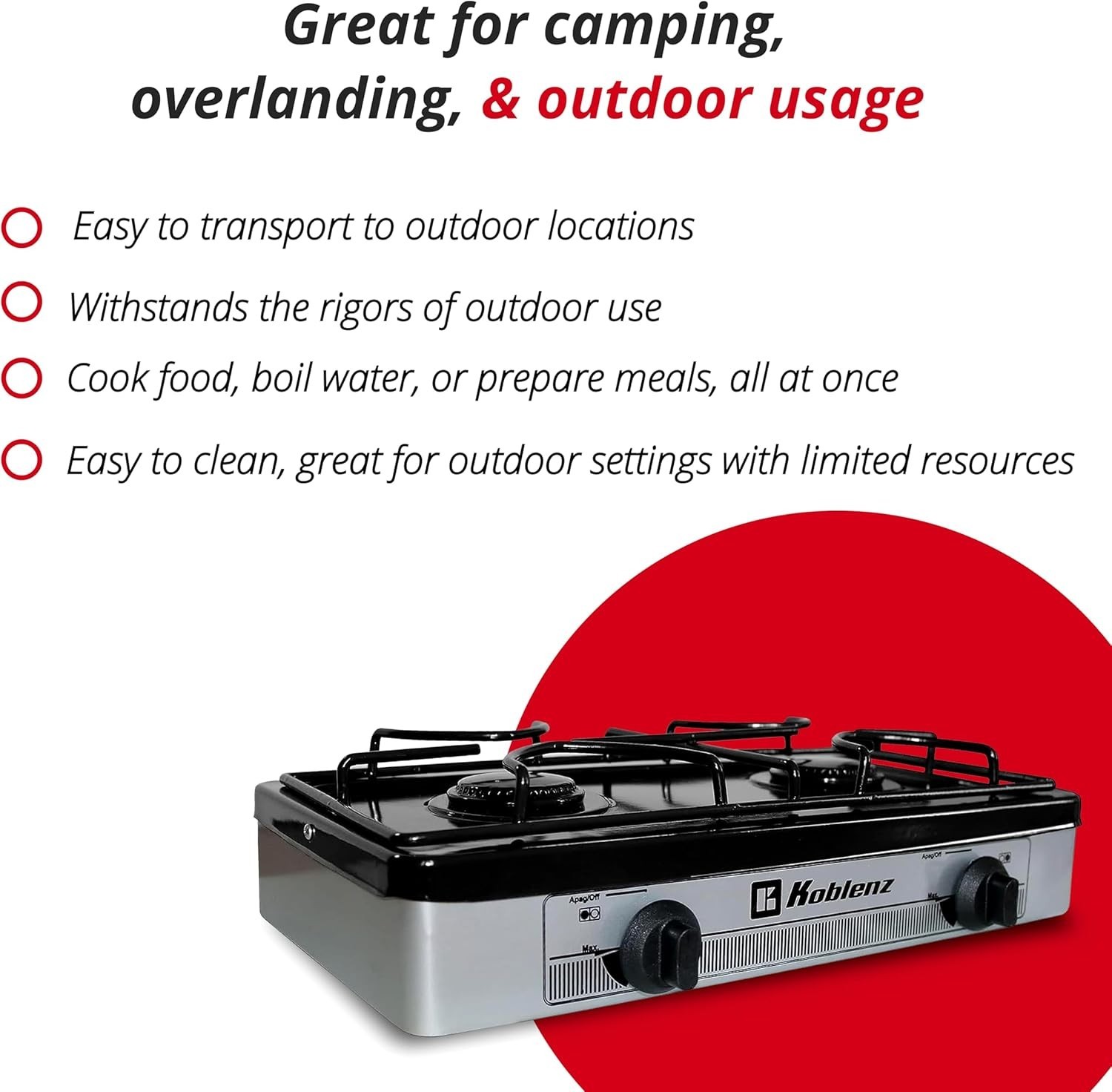 Silver 2-Burner Gas Cooking Stove with Adjustable Flame and Lightweight Design