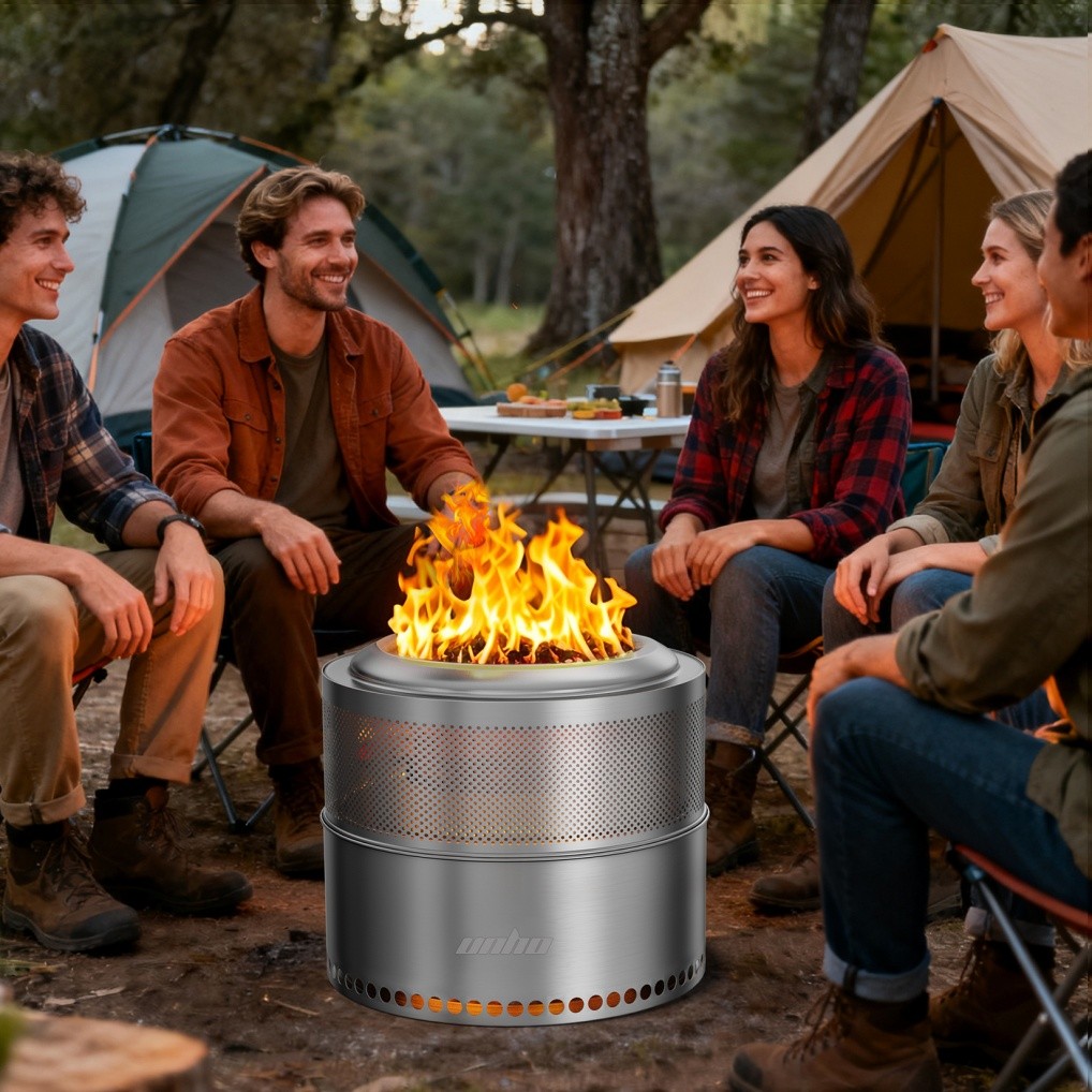 Large smokeless fire pit Stainless Steel for outside wood burning for 4-6 People