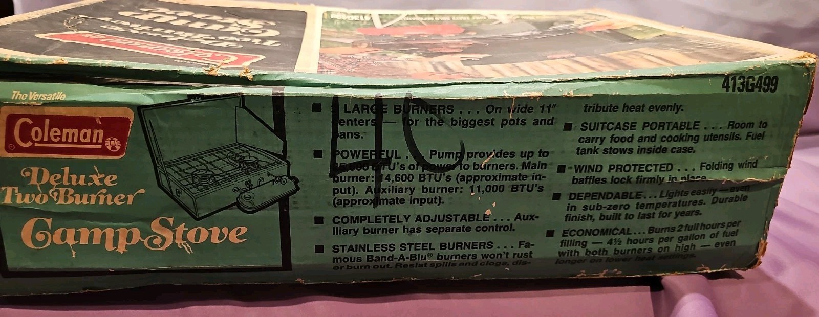 Coleman Model 413H 413H499 2 Burner Camp Stove New Old Stock SEALED BOX