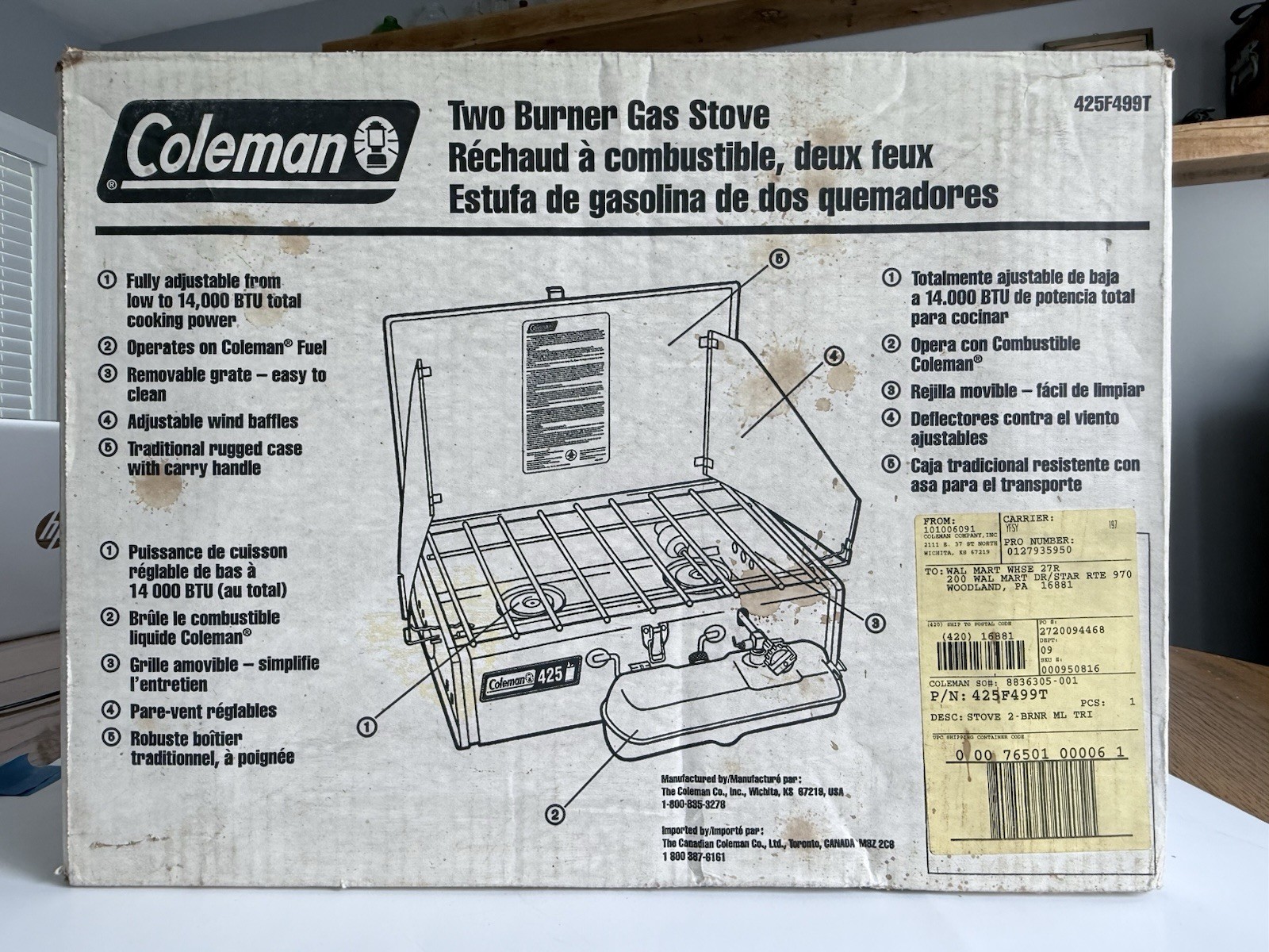 Vintage Coleman 425F499 2 Burner Camping Stove New Never Used Original Box NOS