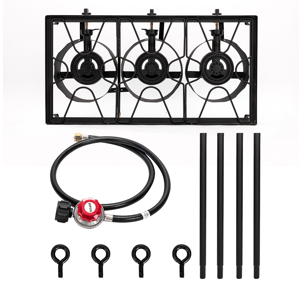 Portable Propane 225,000-BTU 3 Burner Gas Cooker Outdoor Camping Stove Grill