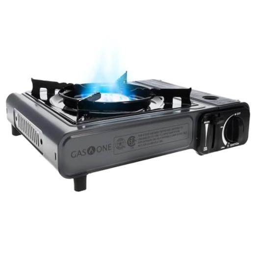 Portable Butane Camping Stove with Case: Automatic Single Unit Gray Standard