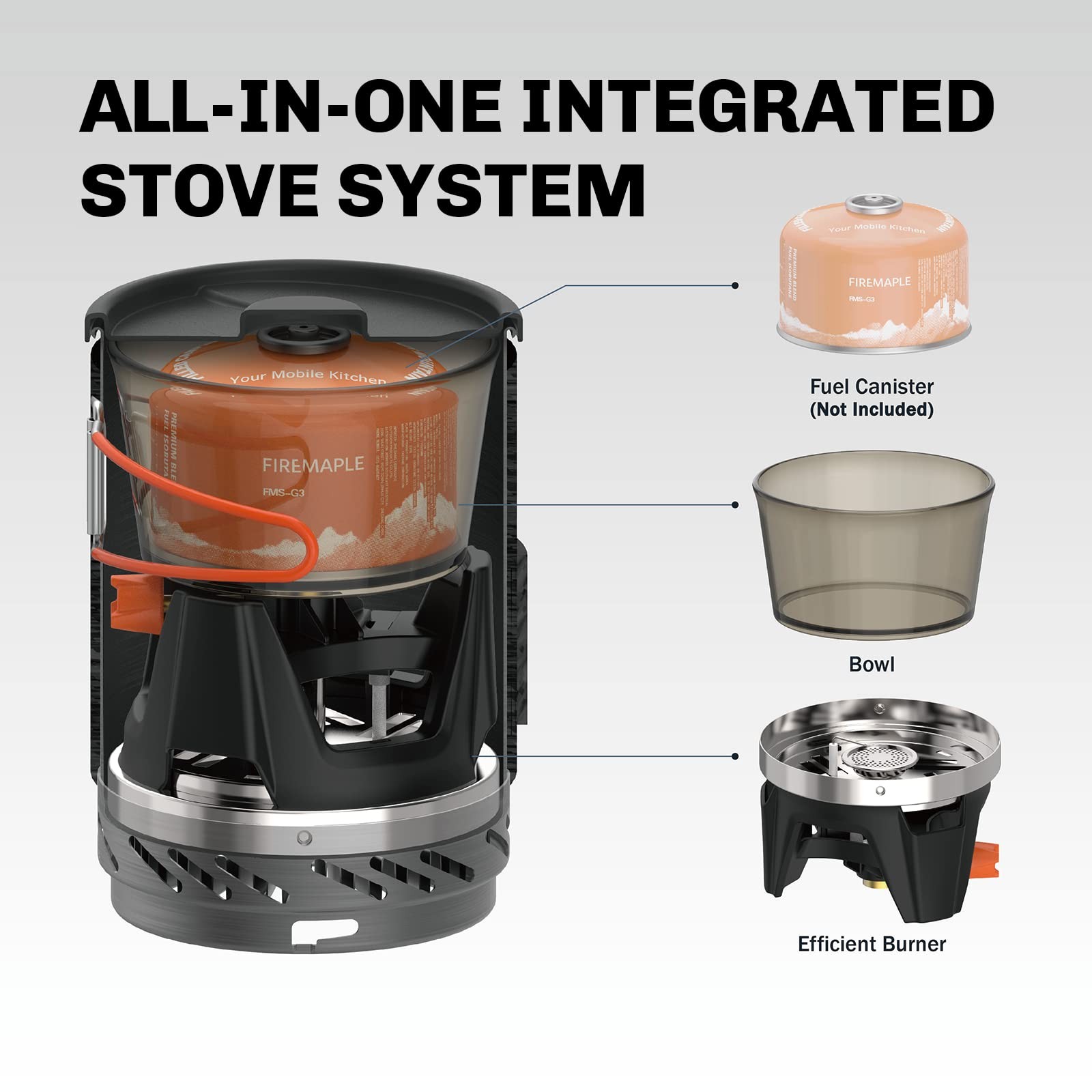 Fixed Star 1 Backpacking And Camping Stove System, Black 18oz | 30% Faster Boil