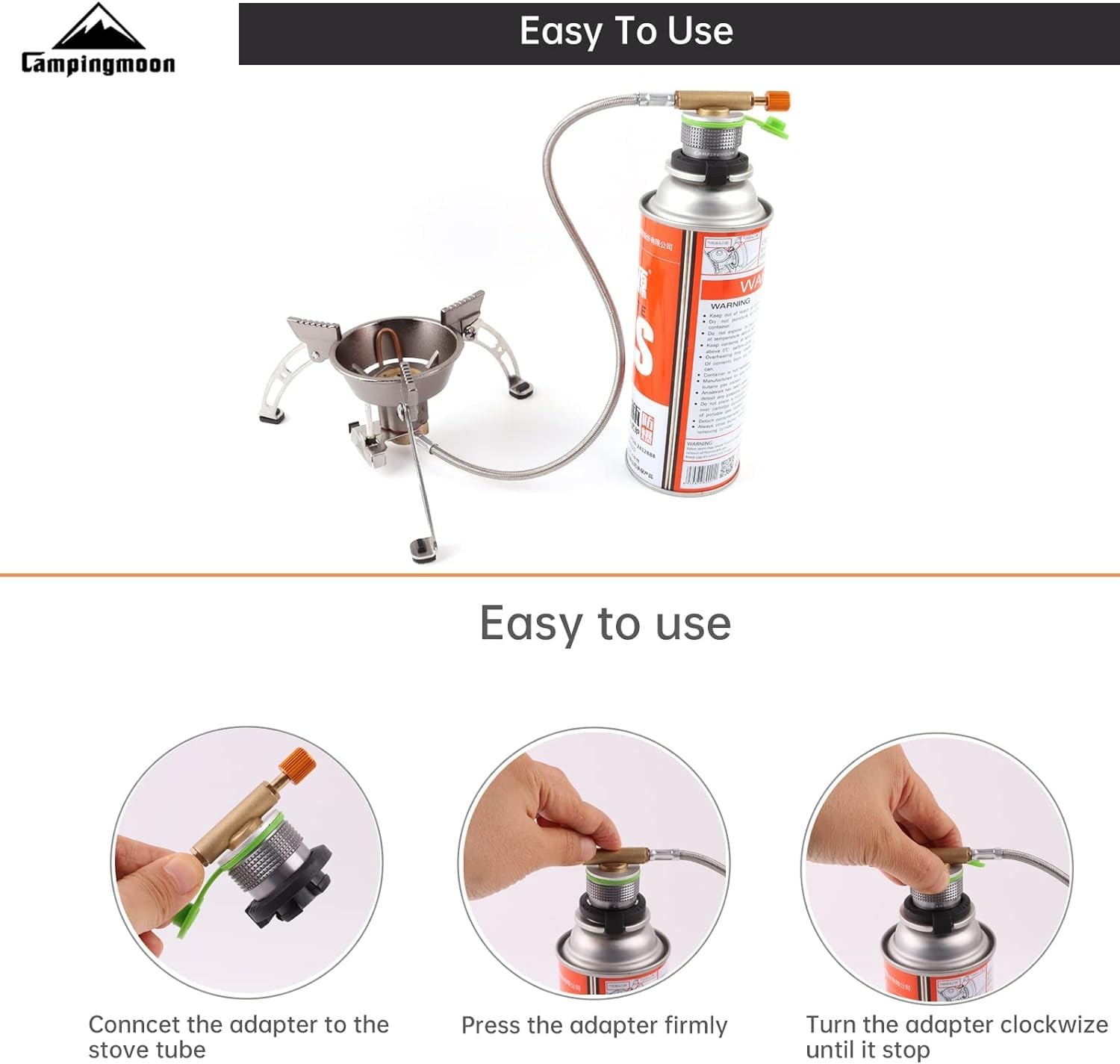 CAMPINGMOON Butane Nozzle Converter Adapter Simple Lockable for Nozzle Bottle…