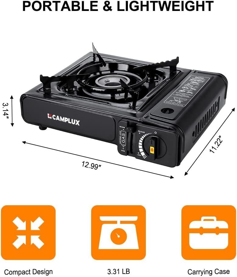 Compact 3.31lb Propane & Butane Camping Stove for Effortless Outdoor Cooking