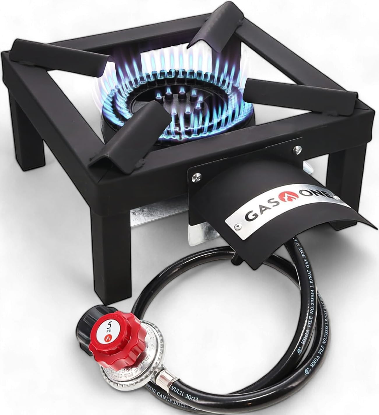 Gasone High Pressure Single Propane Burner – Outdoor Cooking with Heat Shield an