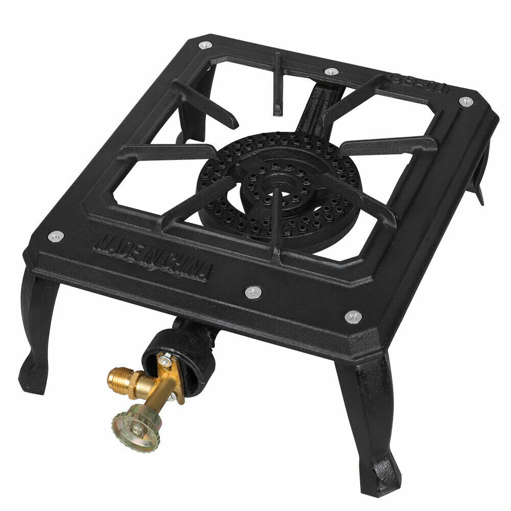 Single Burner Camping Stove Cast Iron Propane Gas LPG Outdoor BBQ Cooker US