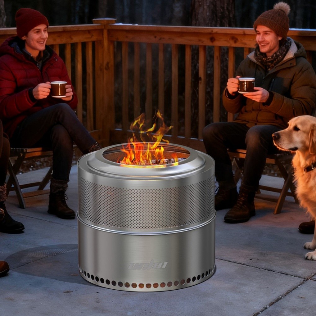 Large smokeless fire pit Stainless Steel for outside wood burning for 4-6 People