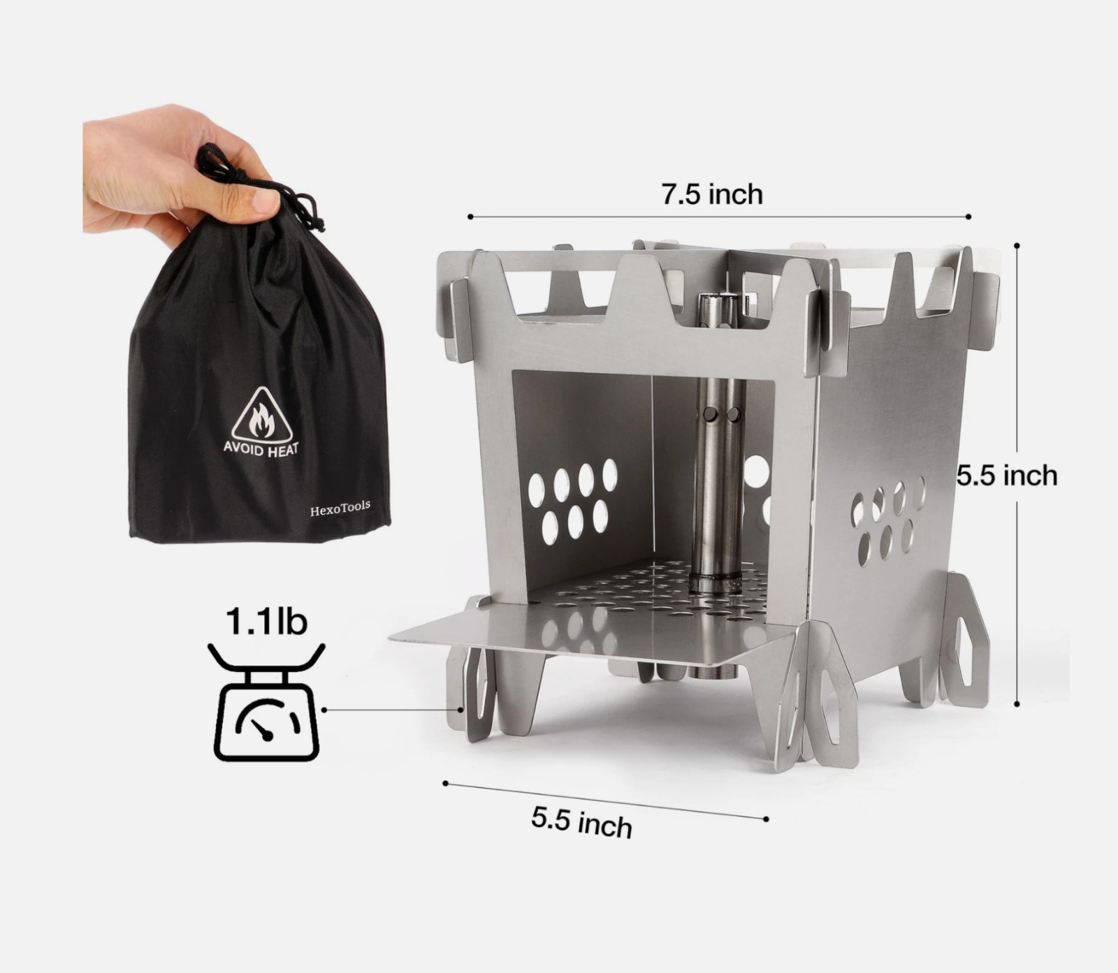 Stainless Steel Flat Packing Secondary Combustion Wood Stove. Only 1 lb 3 oz.