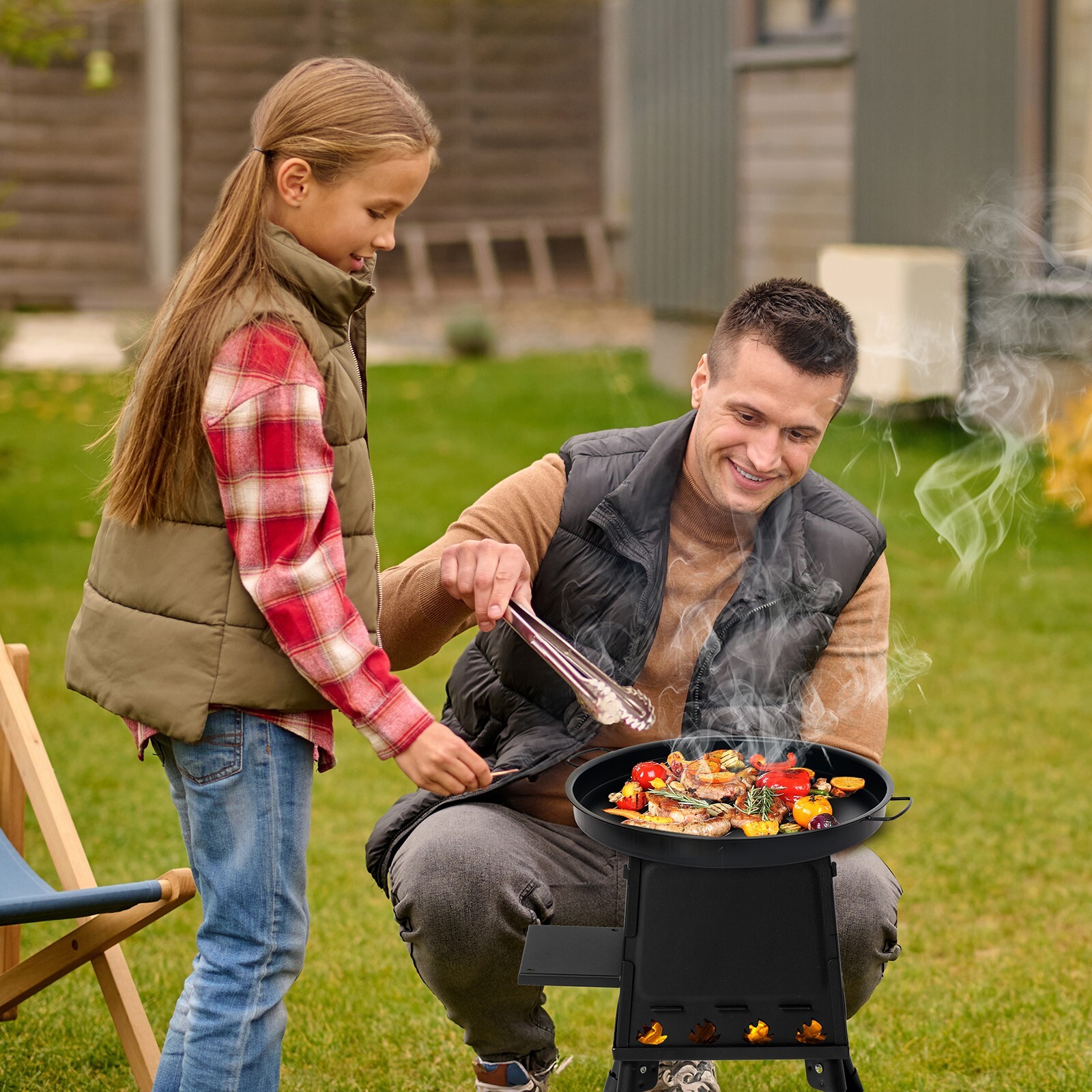 USA Portable Folding Wood Camping Stove Multi-Function Outdoor Cooking Equipment