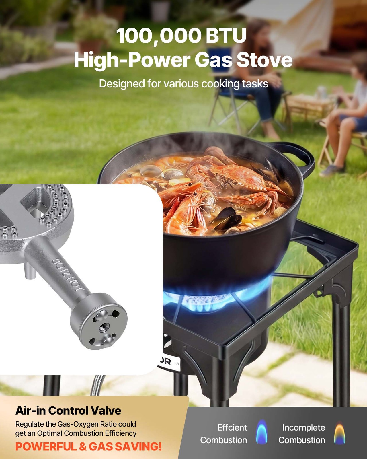 VEVOR Single Burner Propane Gas Stove 100000 BTU Outdoor Camping Cooker for BBQ