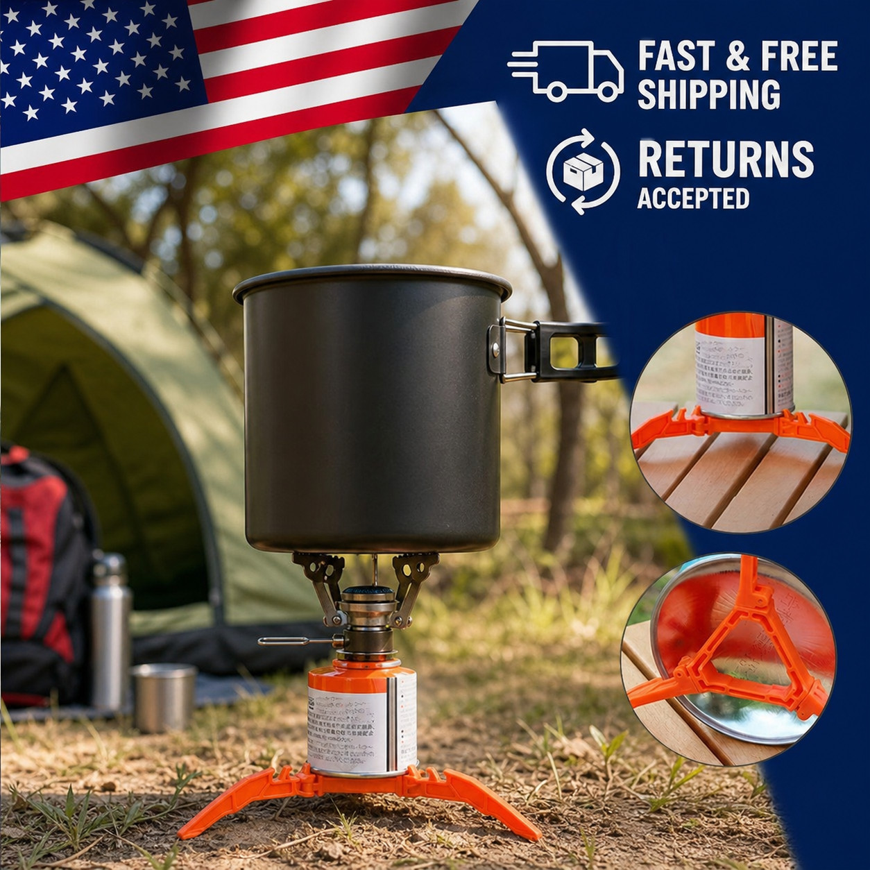 Portable Gas Canister Stand Universal Folding Tripod Base Holder for Camping USA