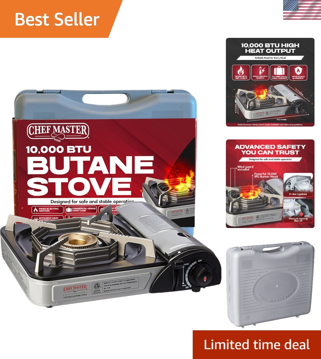 Chef-Master 10,000 BTU Butane Countertop Stove with Carry Case for Outdoors
