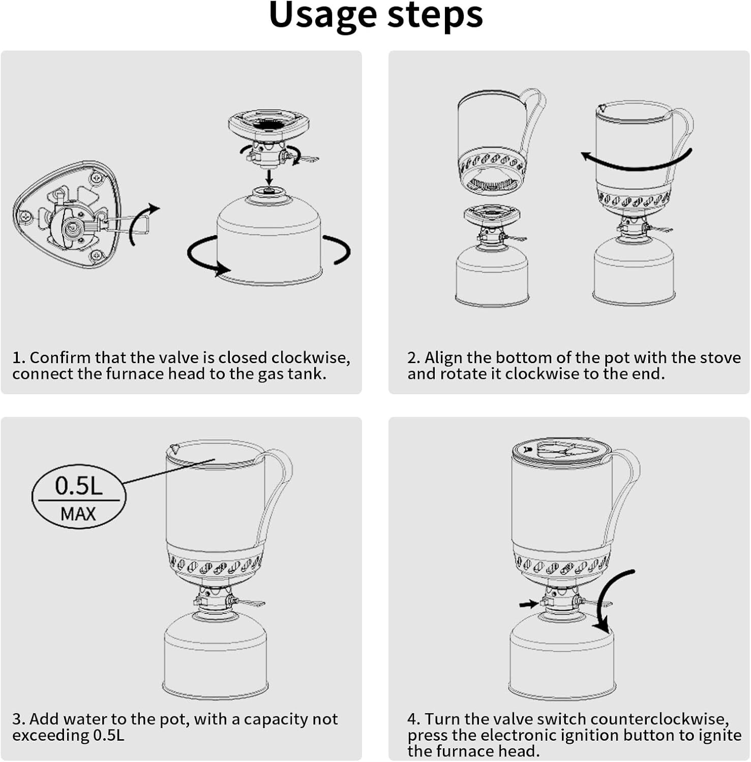 Brs-61 Camping and Backpacking Stove Cooking System 1500W Personal Cooking with