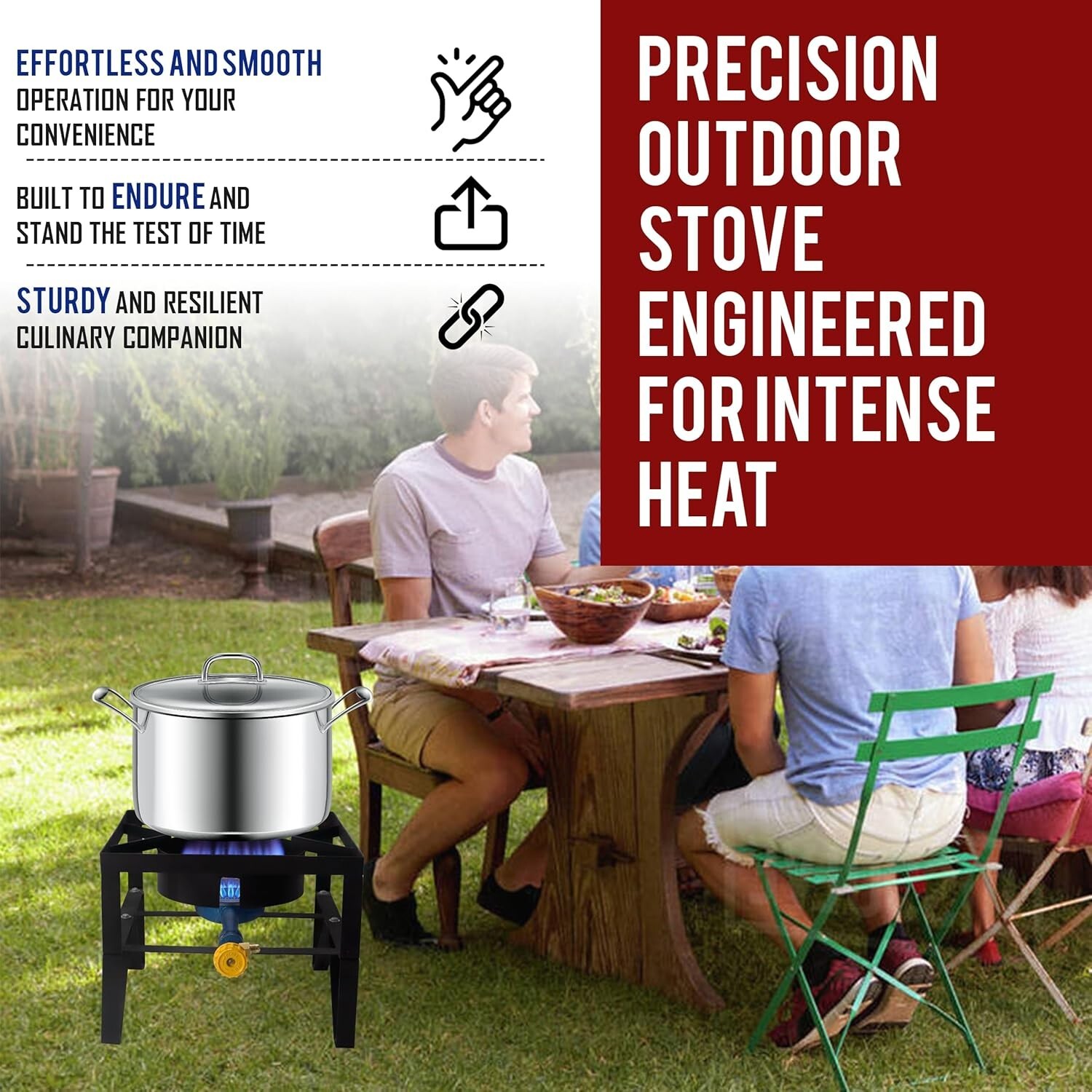 Sonret Single Burner Propane gas Stove-Square outdoor propane burner heavy duty