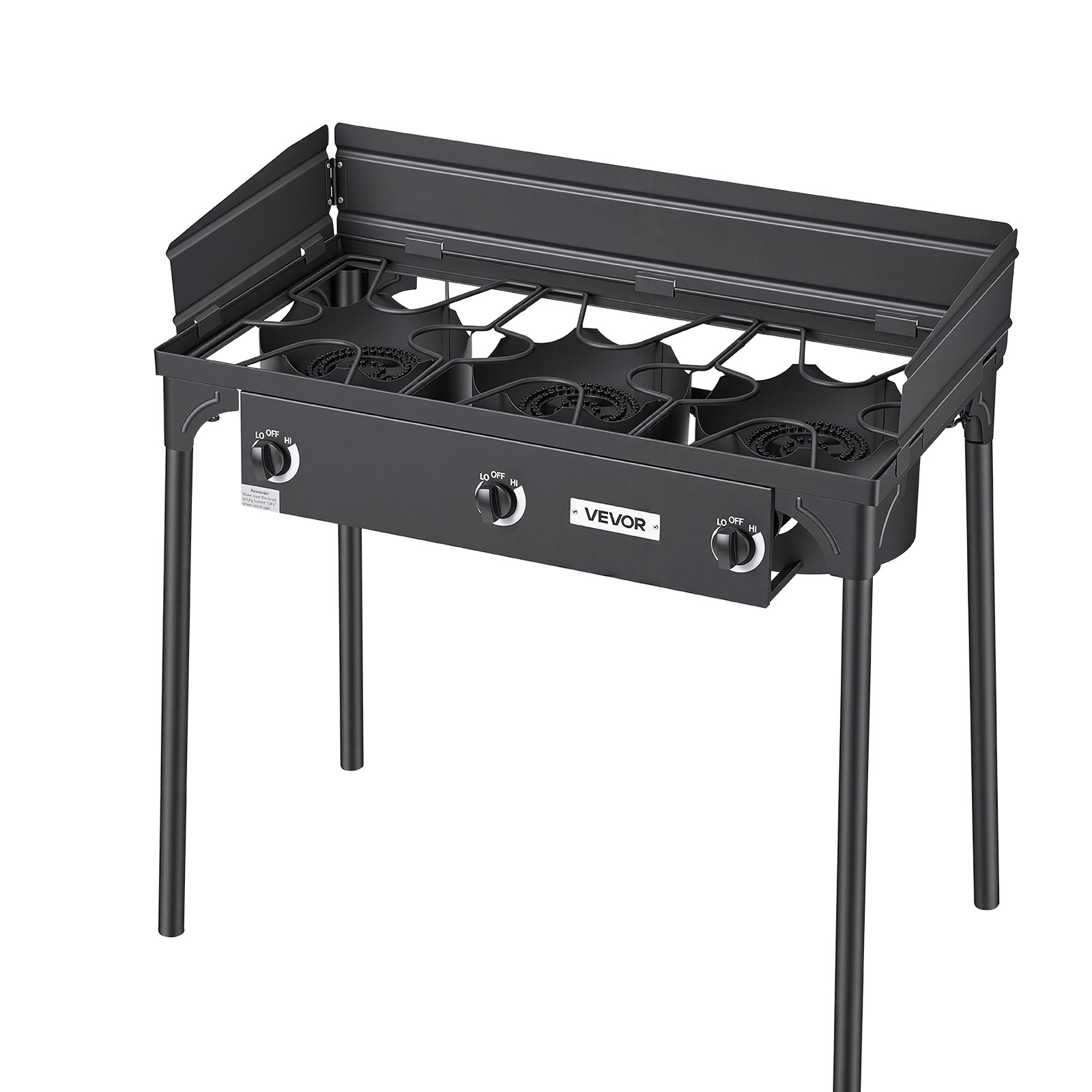 VEVOR 3 Burner Propane Gas Stove 225000 BTU Outdoor Camping Cooker with Shield
