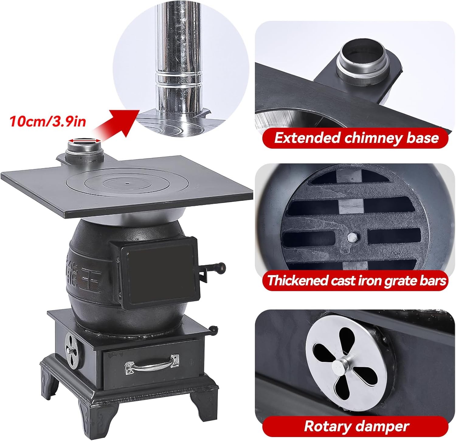Portable Wood Burning Stove Hot Tent Stove for Outdoor Camping & Heating