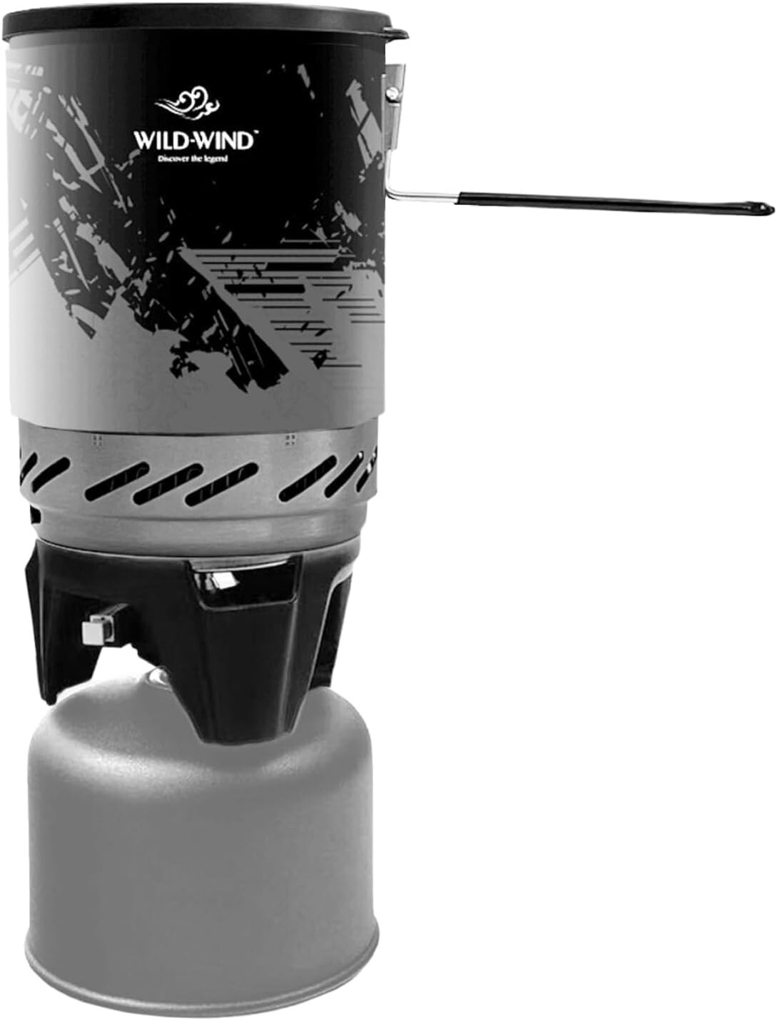 Portable Backpacking Stove WILD-WIND X0 Lightweight 1 Liter Pot (black/grey)