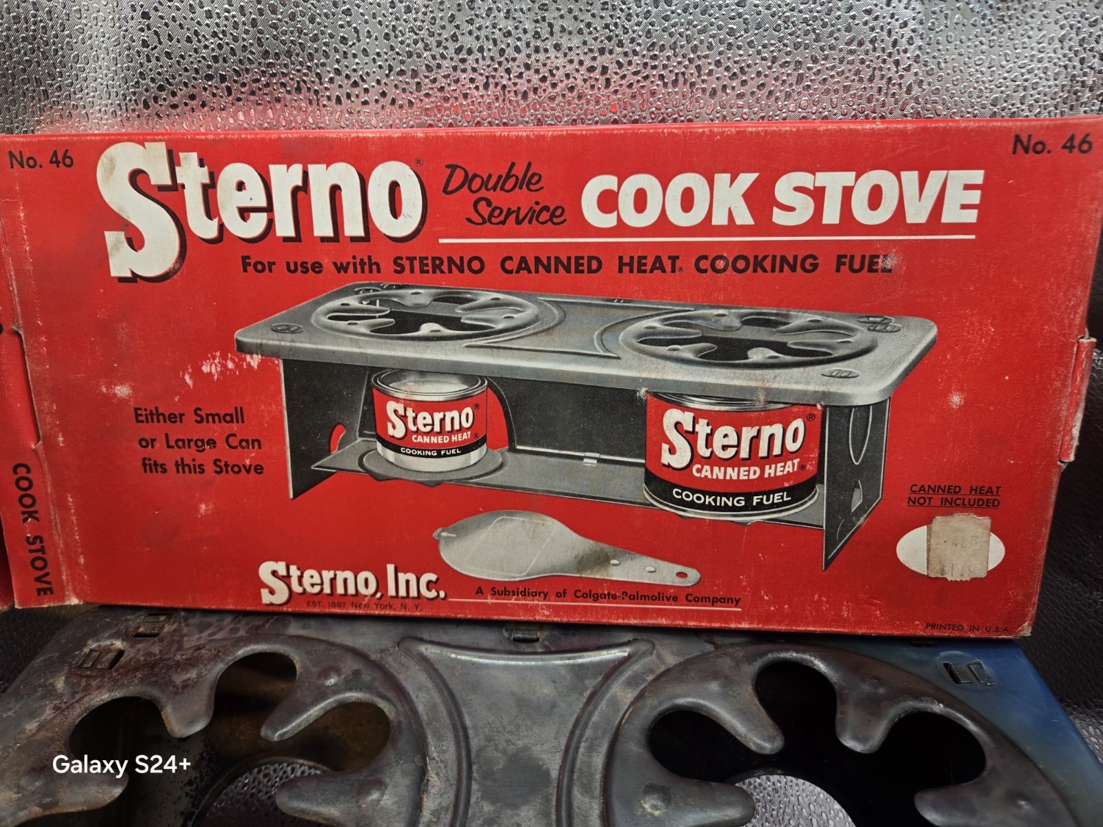 Vtg Sterno Double Service Cook Stove #46 Camping Outdoor Heat +Box+1 Can Fuel