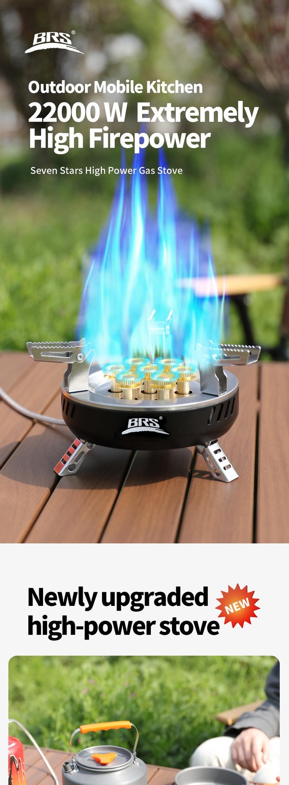 Brs 3/7-core Camping Gas Stove High Power Portable Tourist Burner Outdoor Electr