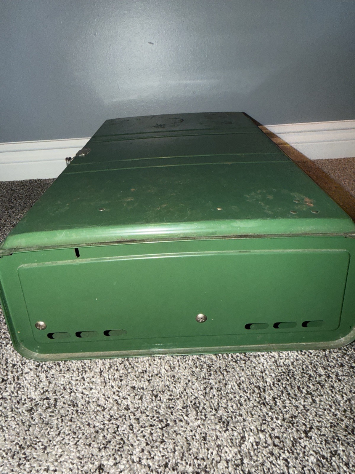 Vintage Coleman 413G Camp Stove Yellow Gas Tank Grill Burners Used