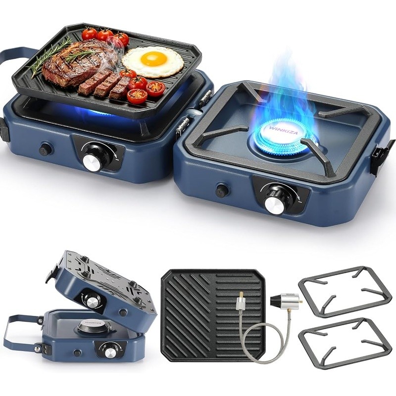 Durable Stainless Steel Camp Stove Gas Powered Outdoor Cooking Dual Burner New