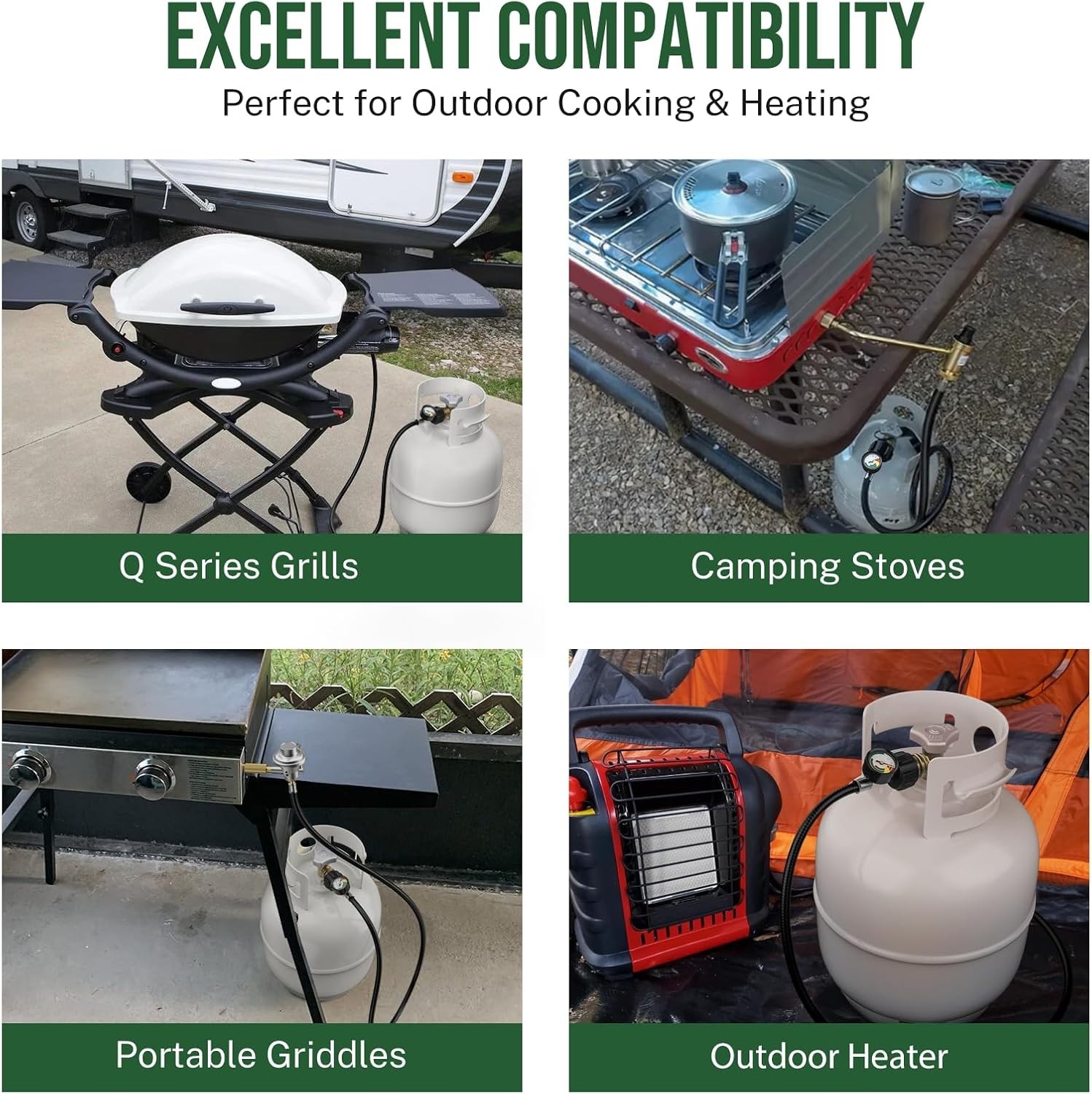 6ft Propane Hose Adapter 1lb to 20lb w/Gauge Camping BBQ Cooking Stove Griddle..