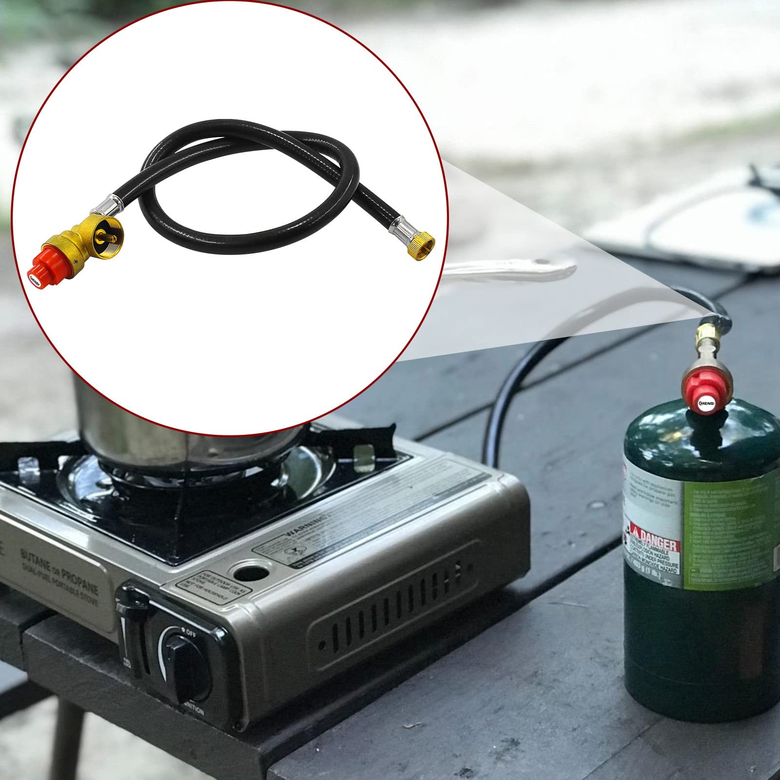 Portable Camping Stove Propane Butane Gas Regulator 27.5 Inch Hose 1LB