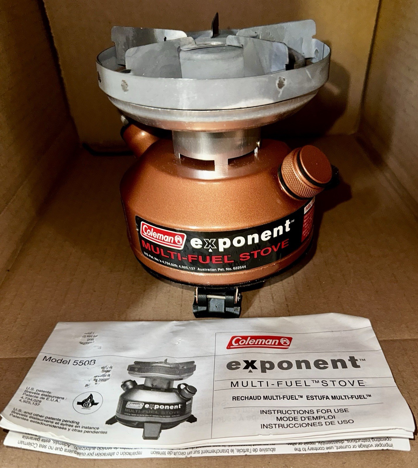 Coleman Exponent 550B 1-Burner Multi-Fuel Camping Stove w/ Case Manual