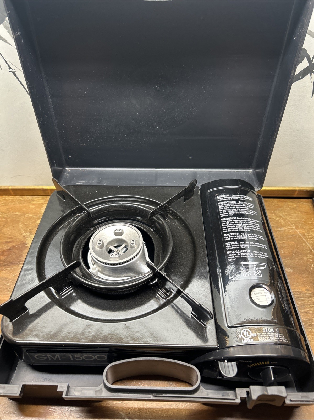 Glowmaster GM-1500 Portable 1 Burner Gas Stove 7000 BTU Black w/ Carry Case