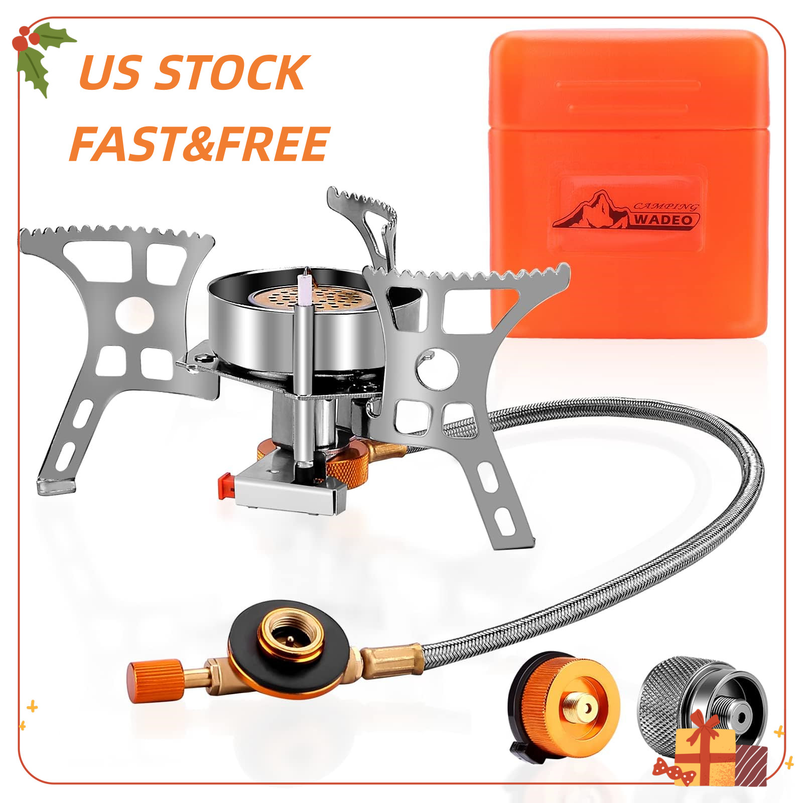 FREESHIP 3900W Portable Backpacking Stove Camping Stove 1LB Propane Tank Adapter