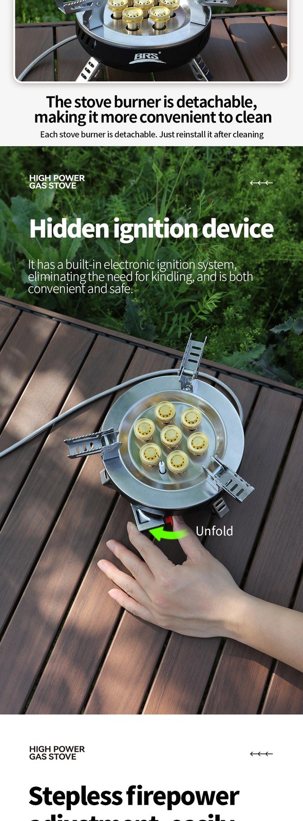 Brs 3/7-core Camping Gas Stove High Power Portable Tourist Burner Outdoor Electr