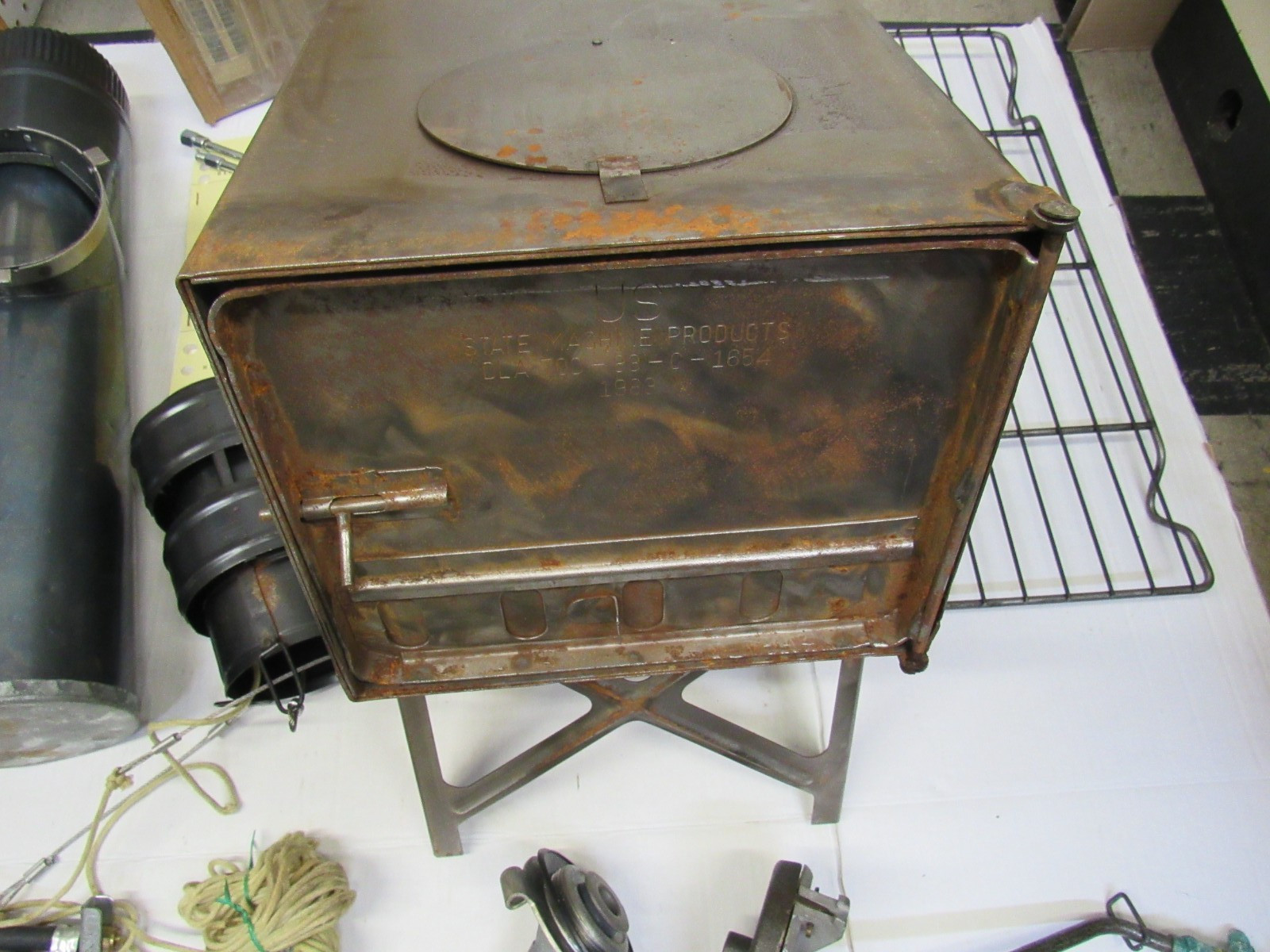 US M1950 Yukon Tent Stove Complete State Machine Products 1983 Dated RUSTY