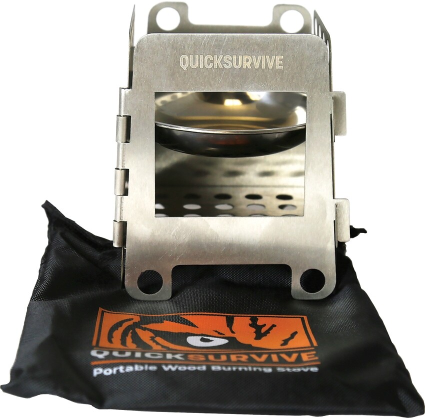 QuickSurvive Portable Mini Folding Stove Removeable Alcohol Tray Hook Carry Case