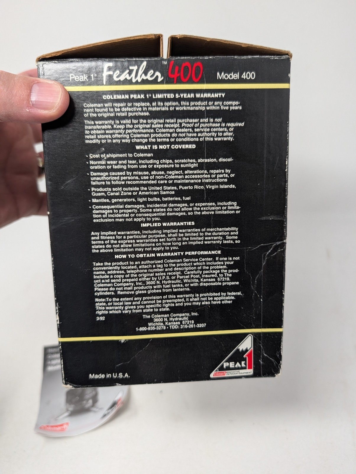 Coleman Feather 400B Peak 1 Single Burner Stove Unused In Box Very Clean