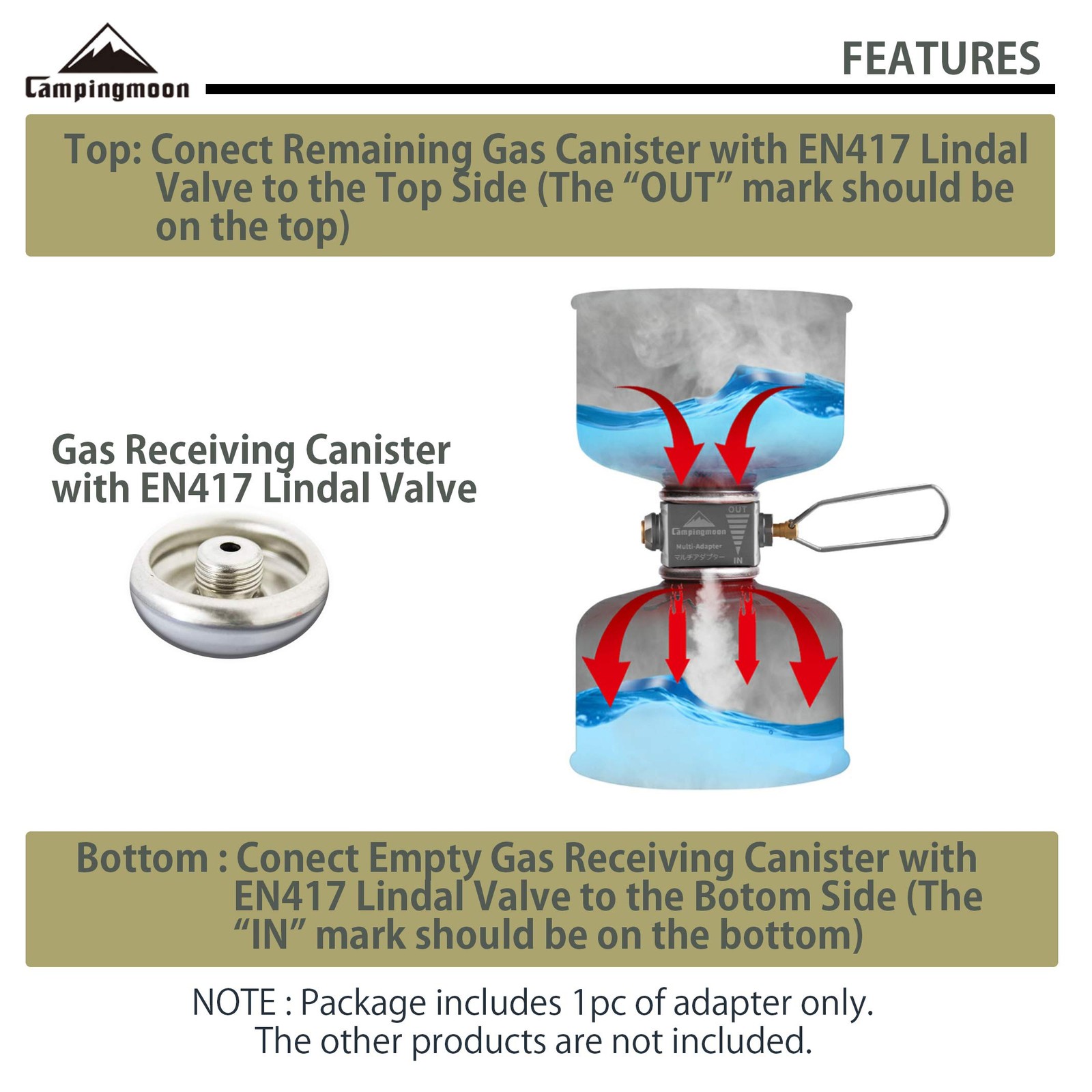 Fuel Canister Refill Adapter, Isobutane Refill Adapter, Butane Gas Refill Ada…