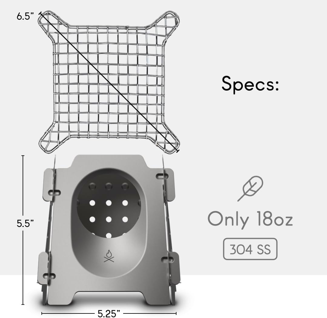 Überleben | Stöker Wood Burning Camping Stove – 18Oz Flatpack Stainless Steel Wo