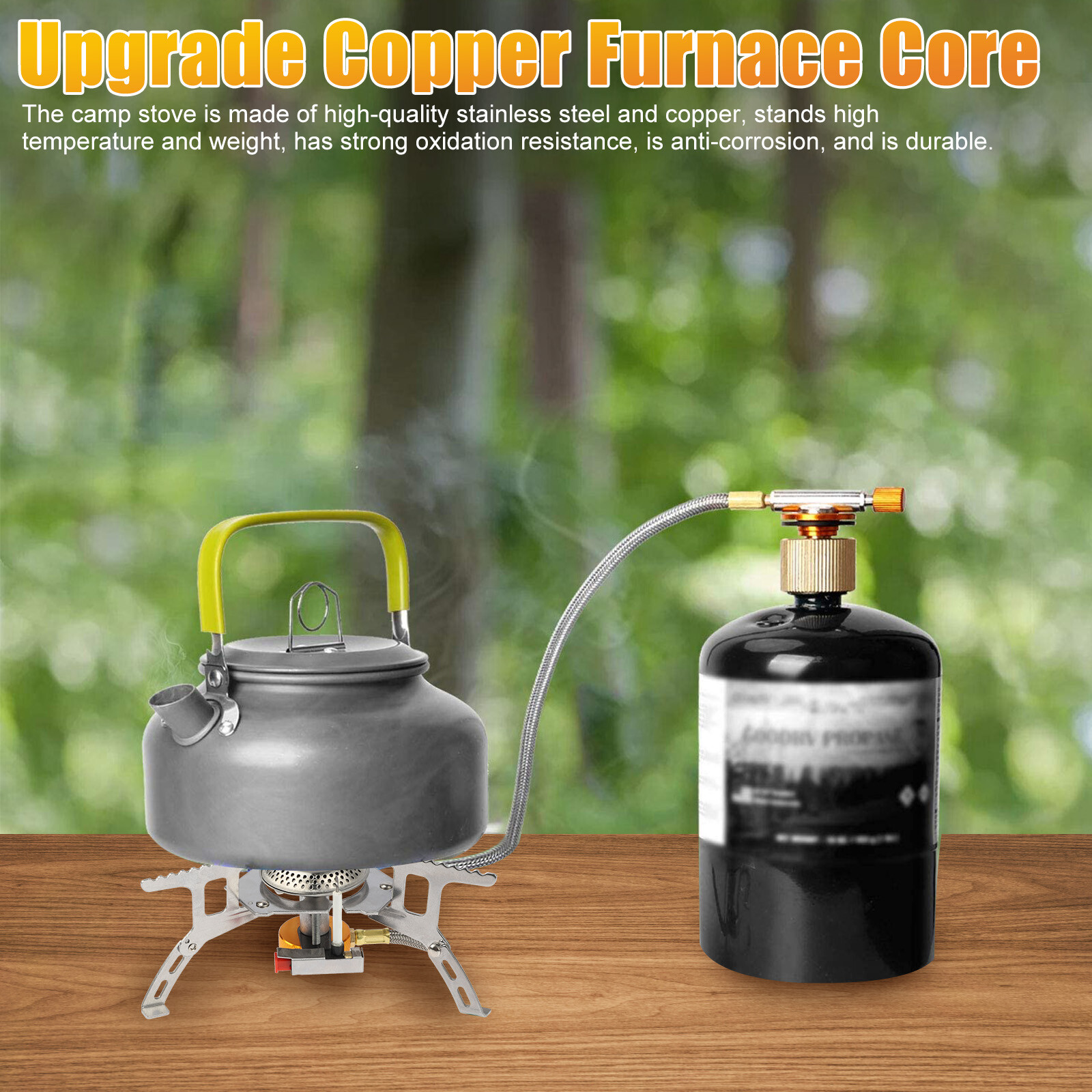 3700W Portable Backpacking Camping Gas Stove with Piezo Ignition + Burner + Case