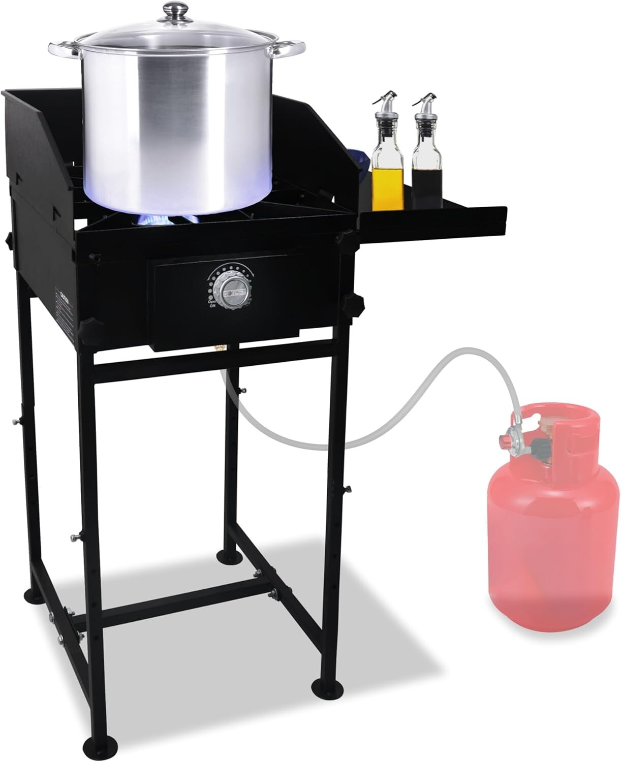 Single Burner Propane Stove – 1,30,000 BTU – with Side Shelf & Wind Panel