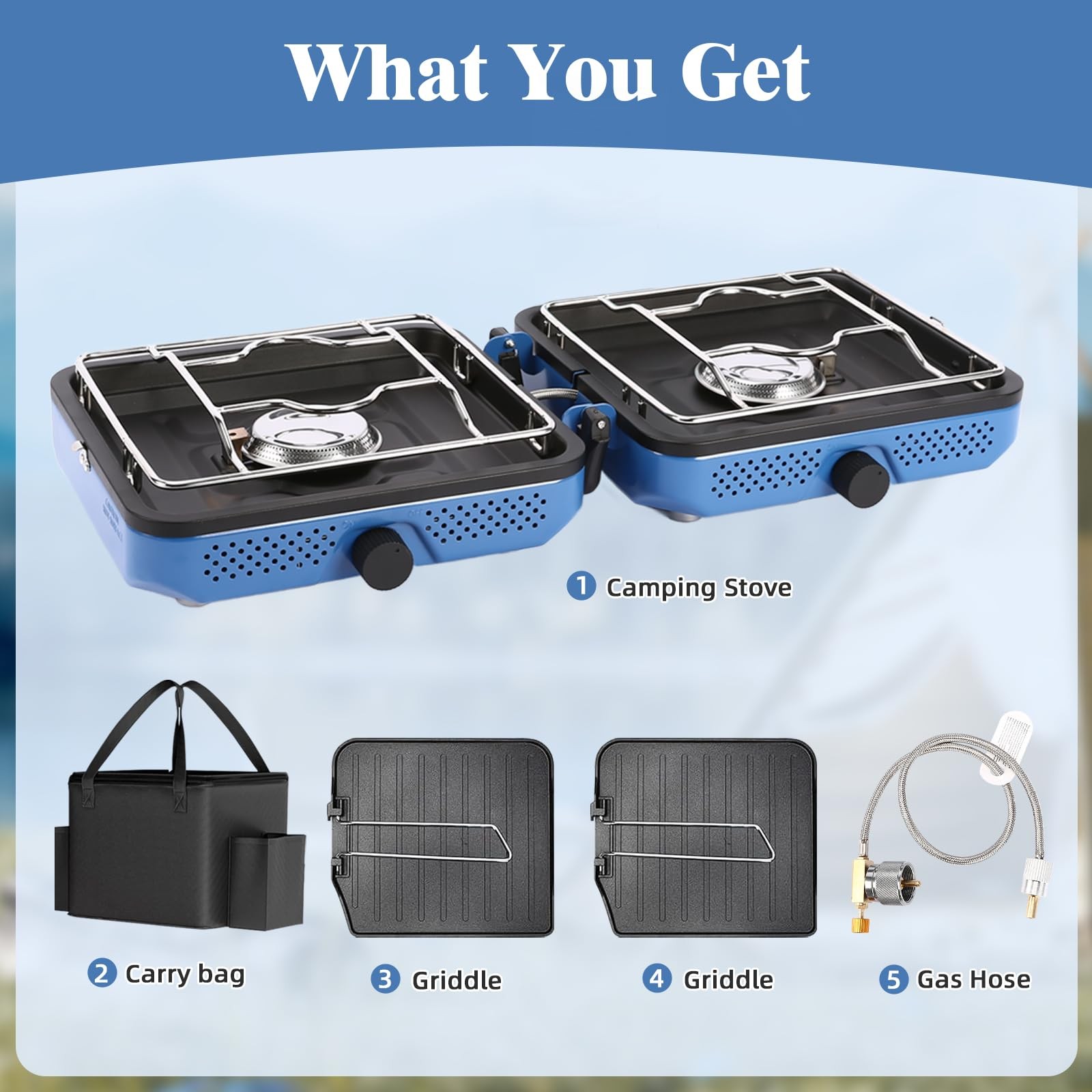 Camping Stove,2 Burner Propane Camping Stove,Dual Griddles,30,000 BTU Portabl…