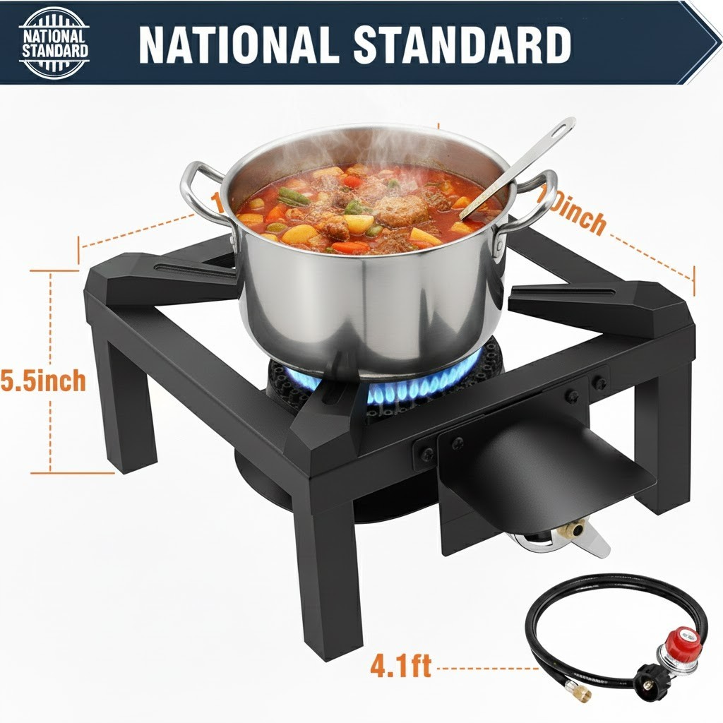 High Output Propane Outdoor Burner Single Stove Heavy Duty Camping Cooking Gas-