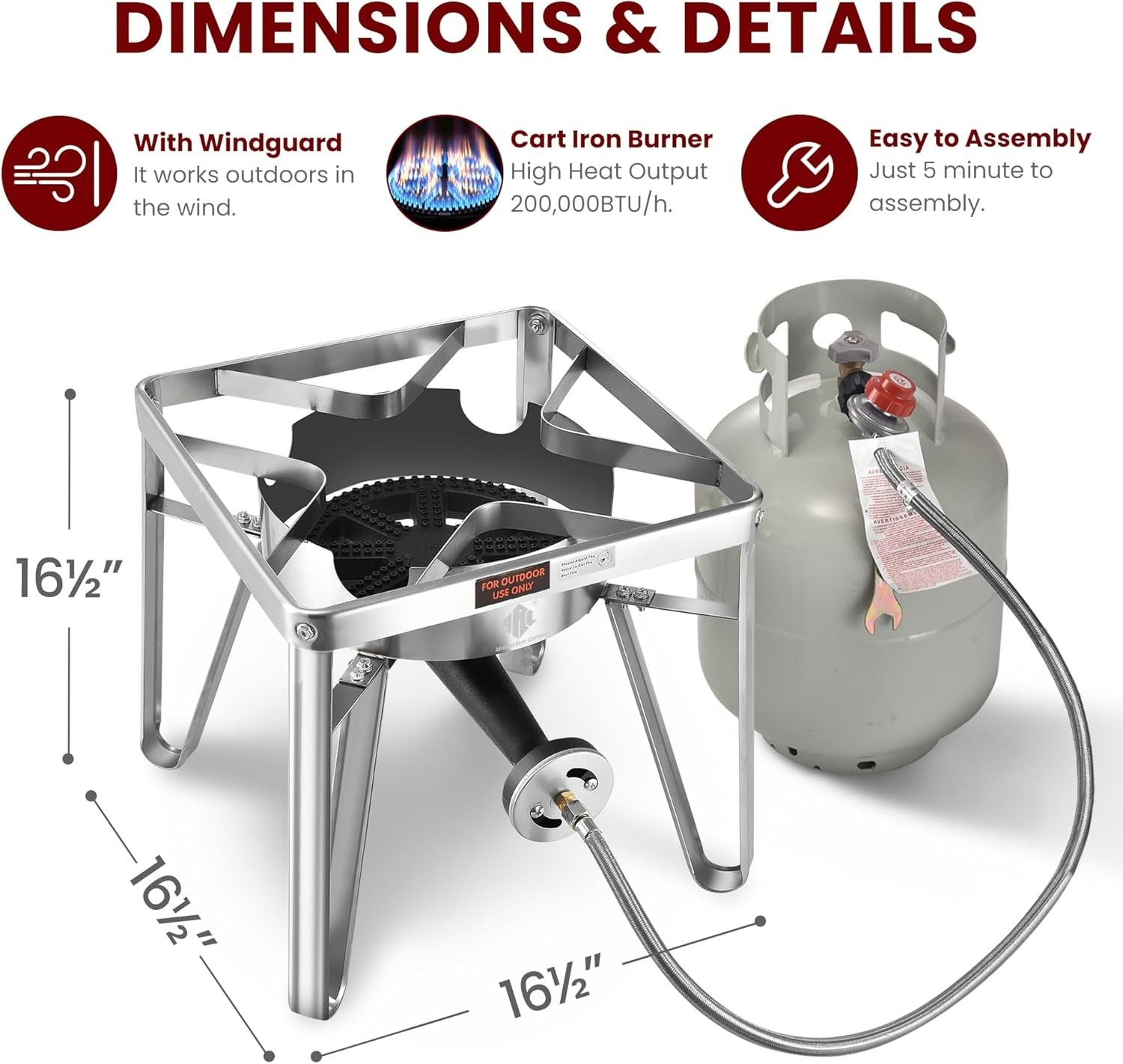 ARC Advanced Royal Champion ARC Propane Burner, 200,000 BTU Propane Stove