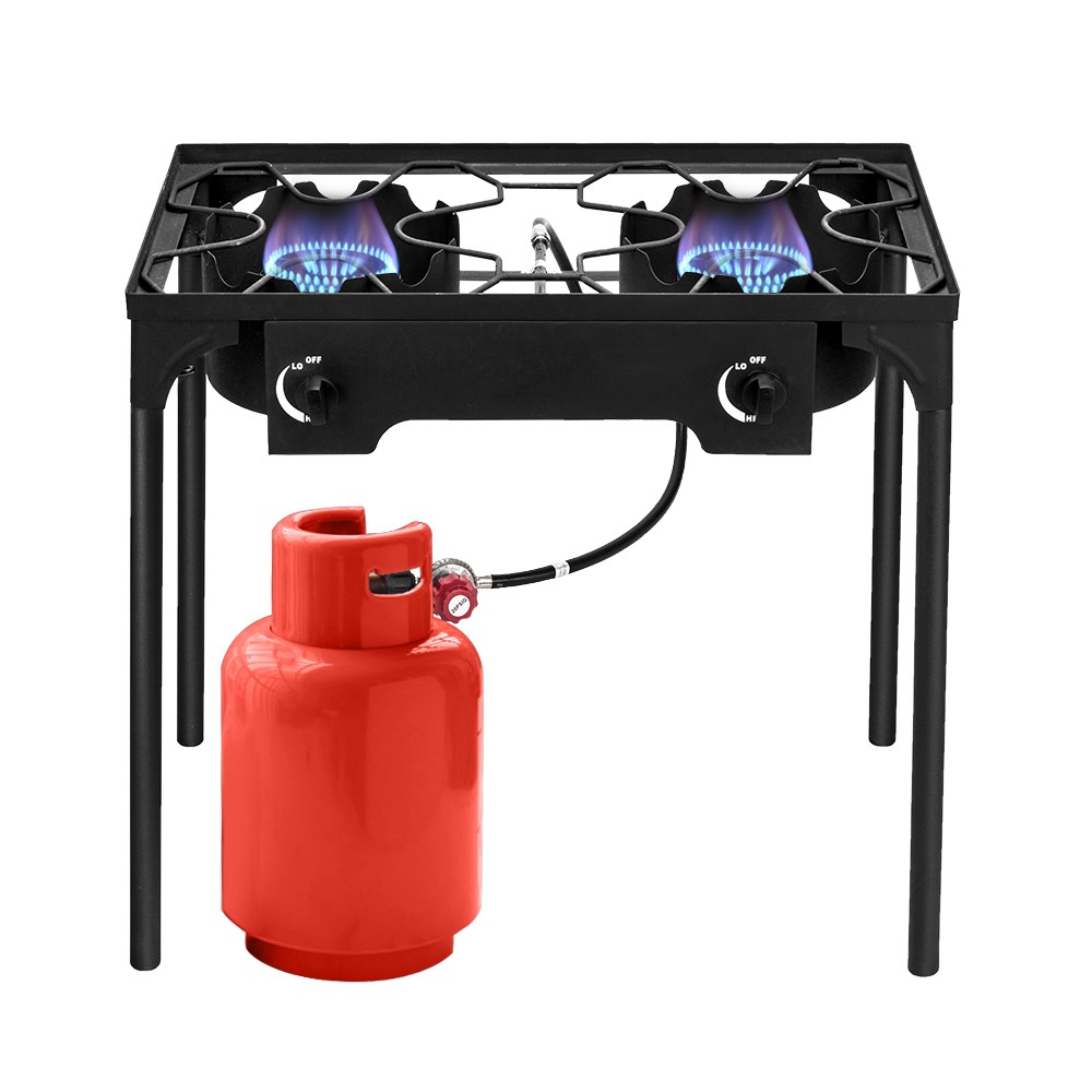 Propane 150000 BTU Double 2 Burner Gas Cooker Stand Stove Outdoor BBQ Grill