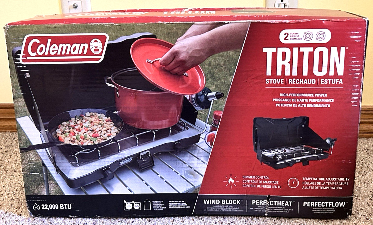 Coleman Triton 2 Burner Portable Propane Camping Stove Matte Black 22000 Btu