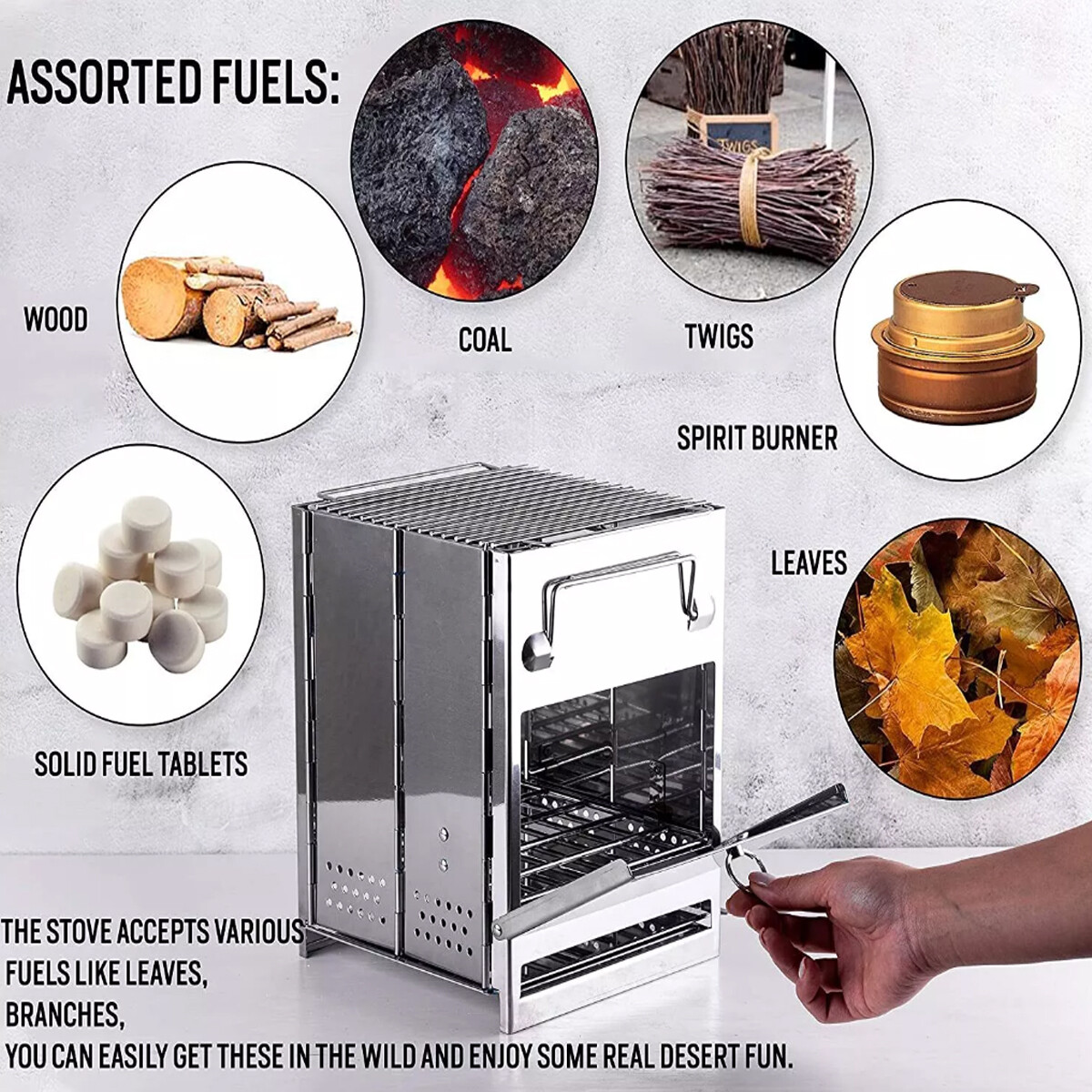 Wood Burning Camp Stove Camping Folding Mini Rocket Portable Backpacking BBQ US