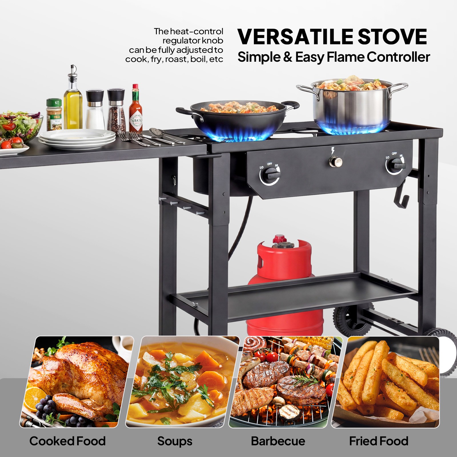 Portable Propane Stove, 2-3Burner for Outdoor Camping Cooker Stove BBQ Grill
